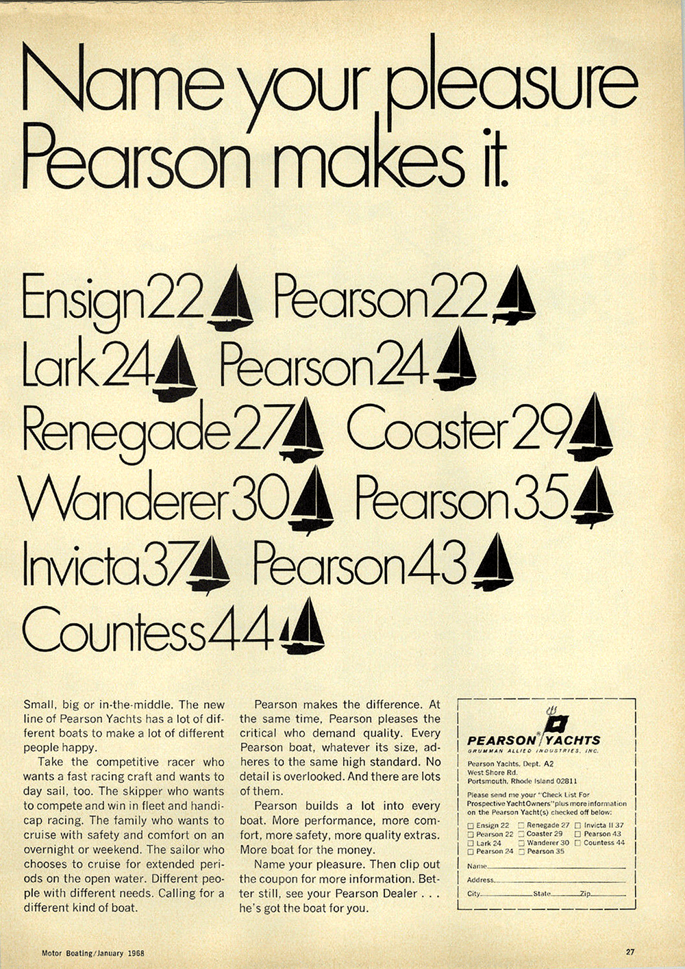 Pearson Yachts Ad 1966