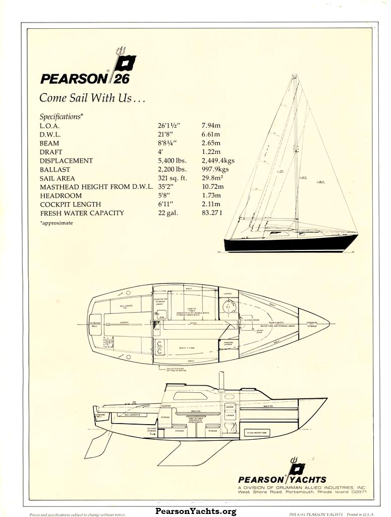 pearson 26 sailboat specs